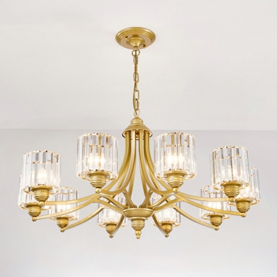 Contemporary Clear Crystal Chandelier Light Cylinder Hanging Lamp Kit Fixture for Living Room