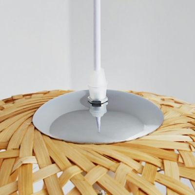 Domed Pendant Lighting Asia Bamboo 1 Light Beige Hanging Light Fixture for Tea Room