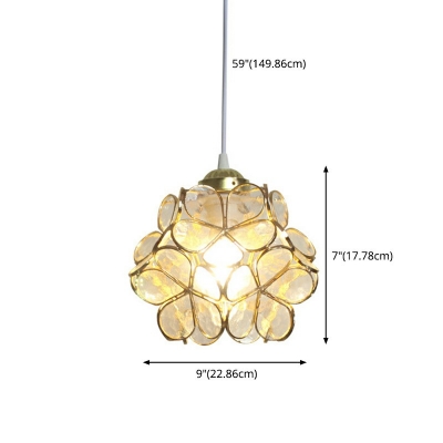 Flower Shade Semi Mount Lighting Minimalist 9 Inchs Wide 1-Bulb Glass Ceiling Flush Light for Corridor