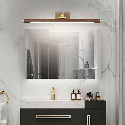 Gold 1-Bulb Linear Vanity Lighting Fixtures Wood Wall Sconce Light for Bathroom