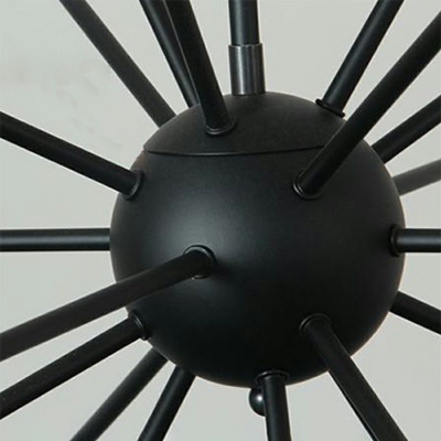 Industrial Metal Sputnik Chandelier Light 18 Lights Pendant Light in Black