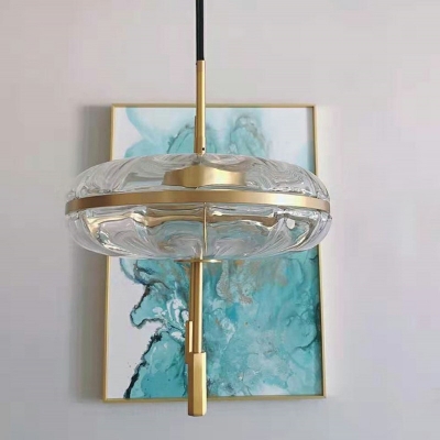 Light Luxury Design Pumpkin Water Ripple Glass Round Pendant Light Single Head Hanging Lights for Coffee Shop