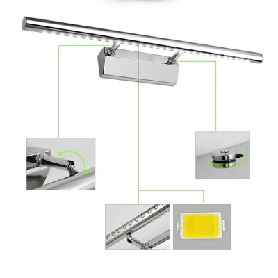 Linear Wall Mount Light in Stainless-Steel Arcylic Shade Integrated Led Vanity Light for Bathroom