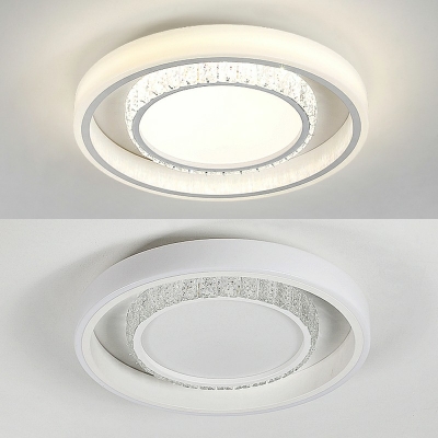 Luxurious Modern Ceiling Lighting Crystal in White Living Room LED Flushmount