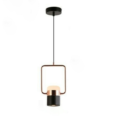 Metal Cylindrical Lampshade Pendant Light Kit Warm Light Suspension Lamp with Metal Handle