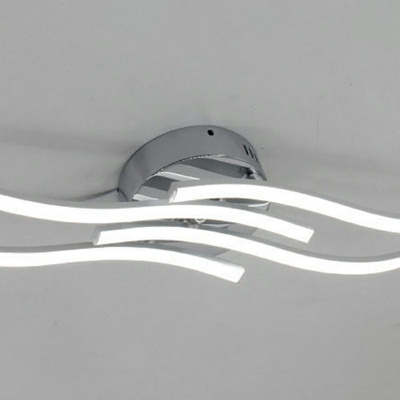 Minimalist Wave Ceiling Light LED Aluminum Semi Flush Mount Lighting for Living Room