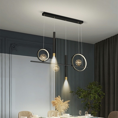 Modern Metal Linear LED Ceiling Light Simple Dining Room Chandelier Light