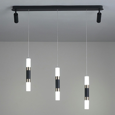 Modern Style 5-Lights Cylindrical Black Double Spotlight Design LED Island Light for Coffee Shop