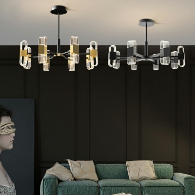 Modern-Style Starburst Chandelier Pendant Light Metal LED Bedroom Hanging Light Kit