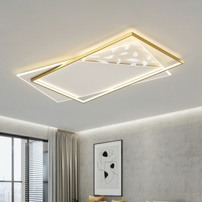 Modern Unique Square Shape Feather LED Ceiling Fixture Acrylic Flush Mount for Living Room