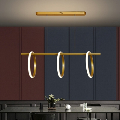 Morden Island Lighting Rings Shaped Minimalist Silica Gel Shade LED Hanging Light for Dining Room