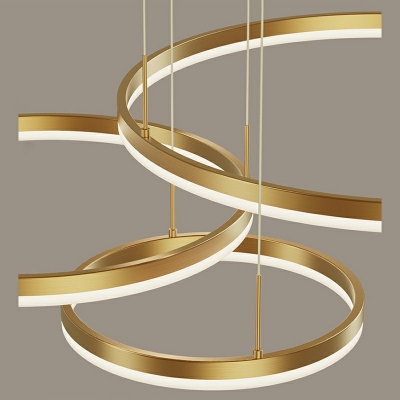Post Modern LED Light Acrylic Shade 59 Inchs Height Loop Shaped Hanging Lamp for Living Room
