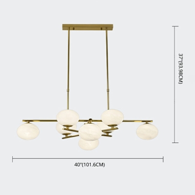 Post-Modern Molecule Island Lighting Kitchen Bar 8 Lights Dining Room Pendant Lamp with Oval Glass Shade in Gold