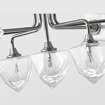 Sliver Metal Radial Pendant Light Modern Glass Shade Dining Table Chandelier Lighting