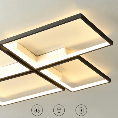 Arcylic 4 Rectangle Shape Flush Light Modern Style Black LED Flush Ceiling Light Fixture for Living Room