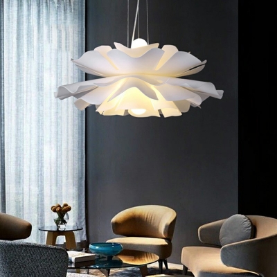 Arcylic Shade Suspension Lamp Modern Style 2 Light Creative Garment Store Hanging Light in White