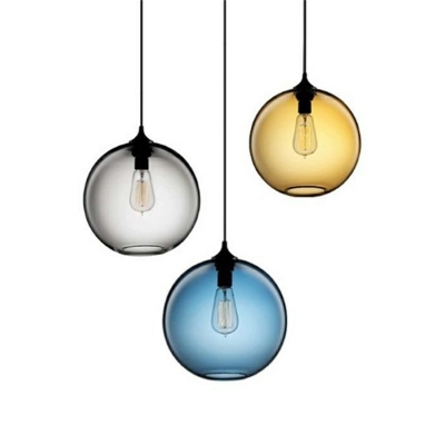 Clear Glass Ball Mini Hanging Lamp Post Modern 1 Head 10 Inchs Wide Pendant Lighting