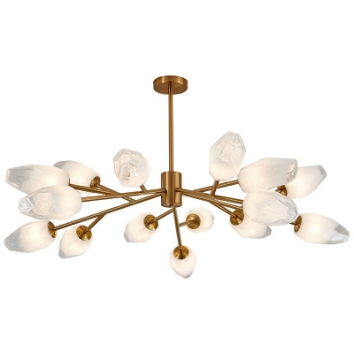 Contemporary Frosted Glass Tulip Flower Chandelier Light Sitting Room Pendant Light in Gold