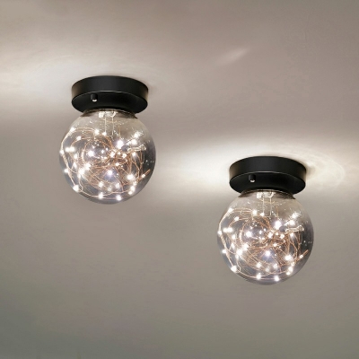 Contemporary Gypsophila Ceiling Light Globular Iron and Glass Shade Corridor LED Light, 9