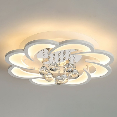 Contemporary Living Room Flower Shaped Flush Light Acrylic LED Semi Flush Ceiling Light