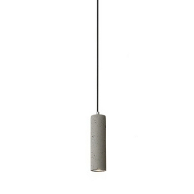 Contemporary Single Light Cylinder Pendant Lamp Cement Hanging Light for Dining Room