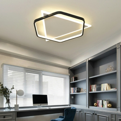 Contemporary Style Ceiling Lighting Black-White Acrylic Bedroom LED Ceiling Mounted Fixture
