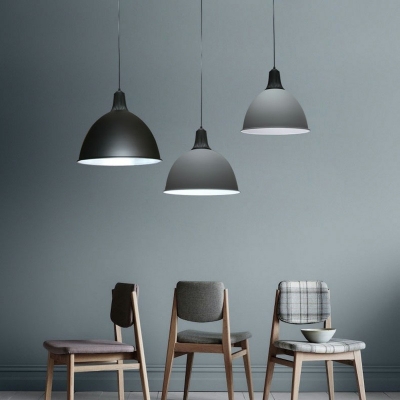 Contemporary Style Dome Shape Pendant Light Metal Hanging Lamp Kit for Dinning Room