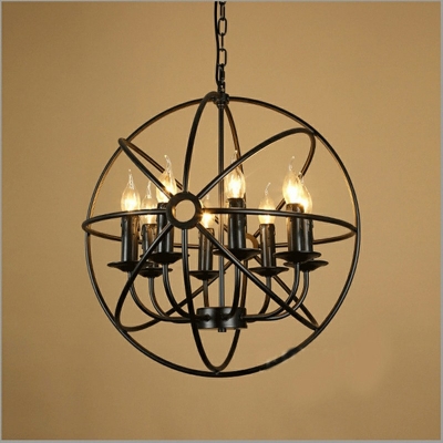 Globe Metal Pendant Lighting Industrial in Black Dining Room Chandelier Hanging Light Fixture