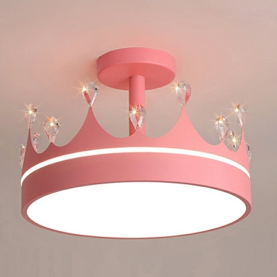 Kids Crown Semi Mount Lighting LED Ceiling Flush Light for Children's Bedroom