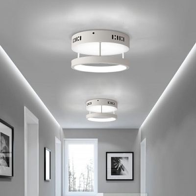 Metal 2-Tier Flushmount Light Modern LED Semi Mount Lighting for Bedroom