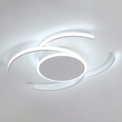 Minimalismo Style Double C-Shape LED Ceiling Light Acrylic Flush Light for Dinning Room in White