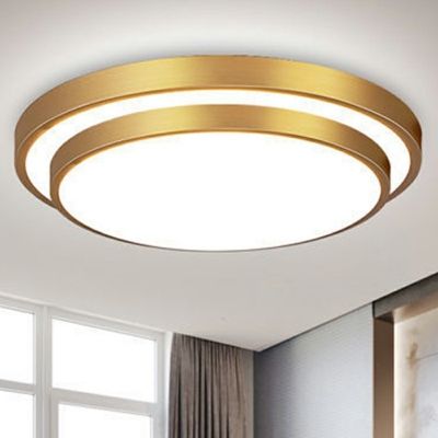 Minimalist Style Gold Circular Flush Mount Lighting LED Metal Ceiling Lighting Fixture for Bedroom