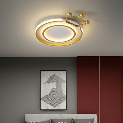 Modern Crown Shape Flushmount Lighting Aluminum LED Bedroom Flush Ceiling Light in Gold