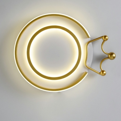 Modern Crown Shape Flushmount Lighting Aluminum LED Bedroom Flush Ceiling Light in Gold