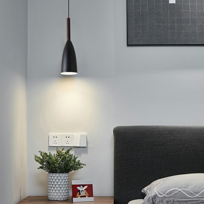 Modern Metal Suspension Light in Black/White Hanging Light for Sleeping Room