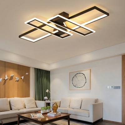 Modern Minimalist Multi Rectangular Semi Flush Mount Light Metal LED Living Room Ceiling Light