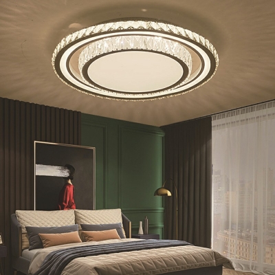 Modernist Tiered Crystal Shade Bedroom Surface Mounted LED White Ceiling Light