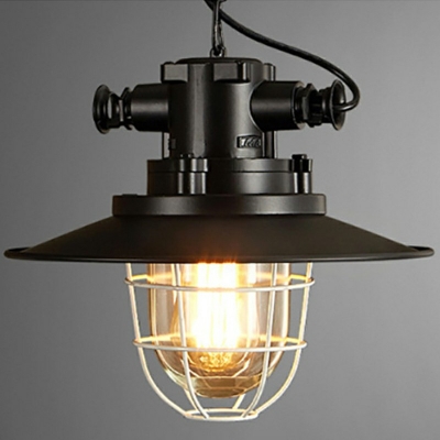 Nautical Style 1 Light Saucer LED Pendant 12 Inchs Wide with Metal Shade and Rope Chain in Black