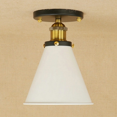 Open Bulb Single Light Flushmount Ceiling Light in Black and White for Hallway Kitchen Foyer
