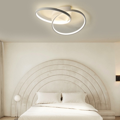 Simplicity Linear Design Semi-Flushmount Light Modern Double Ring in White Light Arcylic LED Ceiling Light