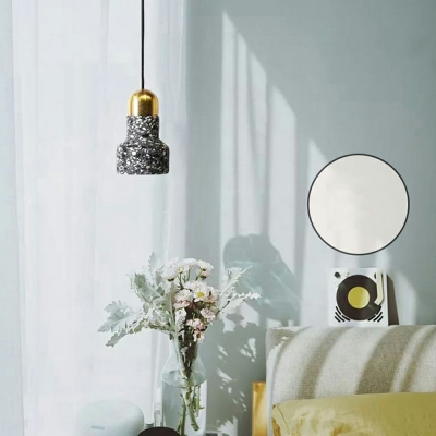 Single-Bulb Cylinder Pendant Ceiling Lights Stone Hanging Lights for Dining Room