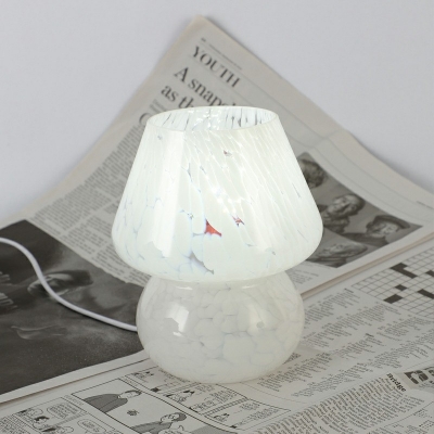 Single-Light Mushroom Shape Desk Lamp Glass Table Light for Bedroom