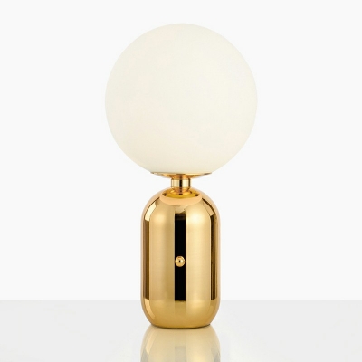 1 Head Contemporary Spherical Task Lighting Milky Glass Small Desk Lamp in Black/White/Gold