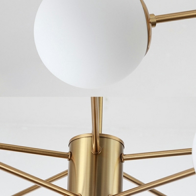 10 Lights Milk White Glass Globe Gold Simplicity Lighting Chandelier Living Room Lighting