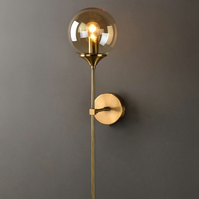 Ball Glass Spherical Sconce Light Contemporary 1 Head 23.5 Inchs Height Wall Mount Lighting
