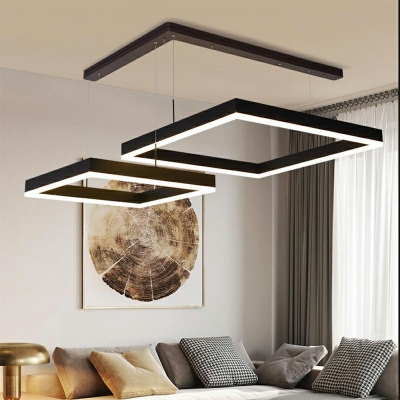 Black Living Room Chandelier Round Multi Layer Chandelier Pendant Light with Arcylic Shade