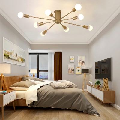 Branching Semi Flushmount Simplicity Metal Multi Light Decorative Ceiling Fixture for Bedroom