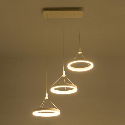 Circular Pendant Lamp Modernist Metallic LED Acrylic Shade Lighting Pendant for Dining Room