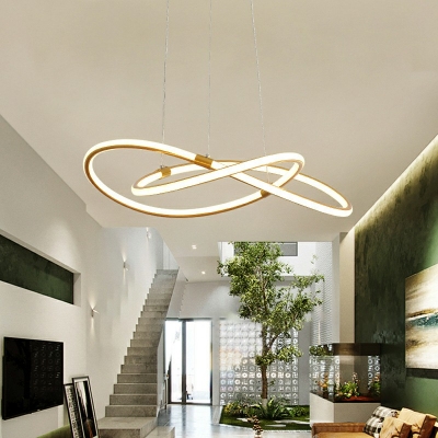 Contemporary Acrylic LED Gold Chandelier Lamp Seamless Curve Chandelier for Sitting Room