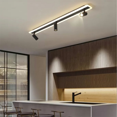 Contemporary Decorative Office Commercial Led Fixture Super Slim Linear Flush Light with Spotlignt